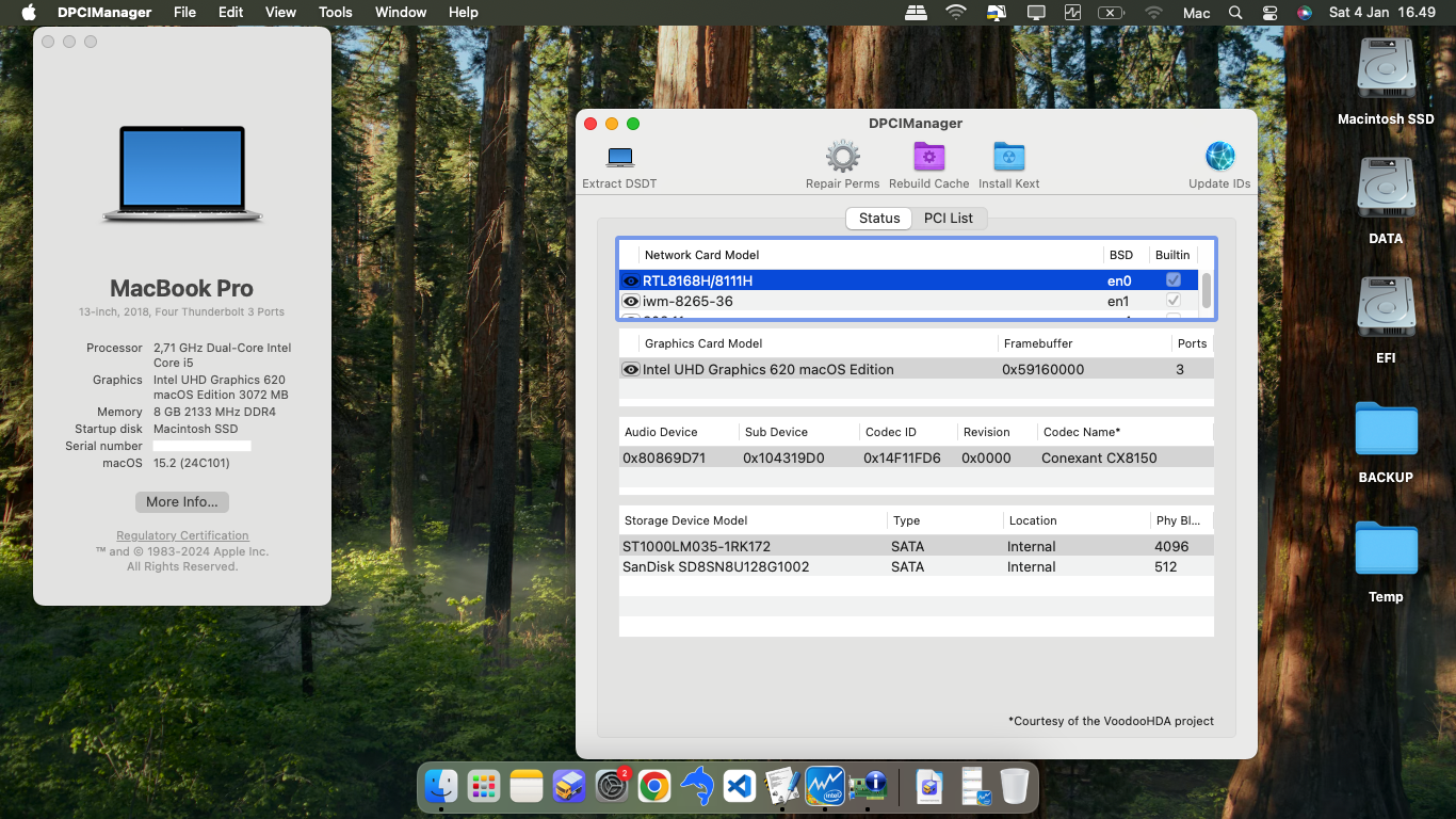 Success Hackintosh macOS Sequoia 15.2 Build 24C101 in Asus VivoBook A405UQ-BV307T